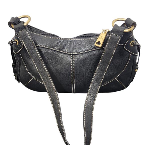 THE SAK BROWN LEATHER PURSE TASSELS SMALL SHOULDER BAG GOLD Y2k 90s 2000s HOBO - Picture 3 of 11